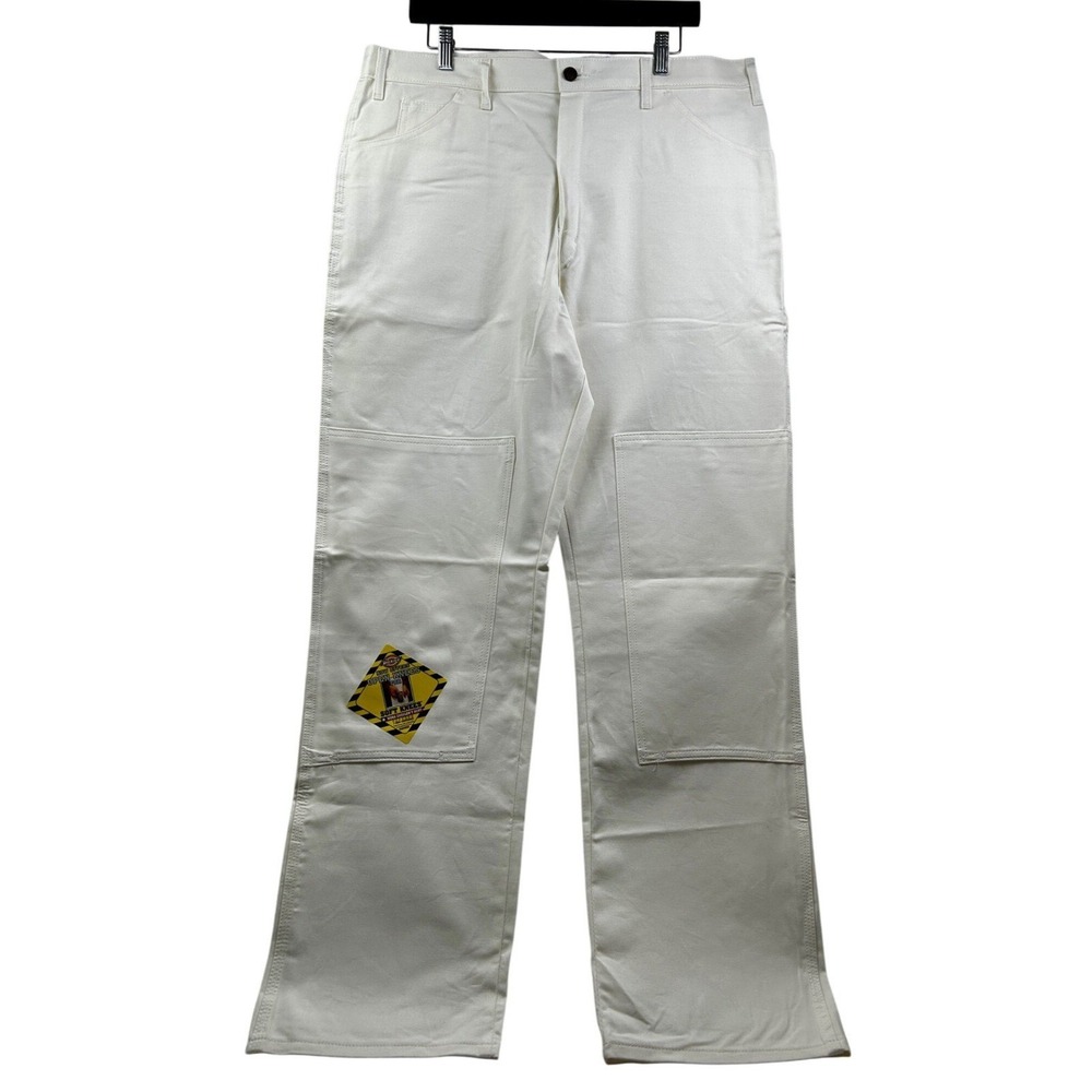 Dickies Pants Mens Double Knee Utility‎ Carpenter 38 x 32 White Loop-Free NWT